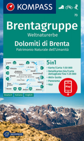 KOMPASS Wanderkarte 73 Brentagruppe, Weltnaturerbe, Dolomiti di Brenta 1:50.000