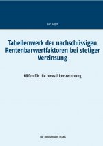 Tabellenwerk der nachschussigen Rentenbarwertfaktoren bei stetiger Verzinsung