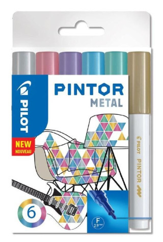 PILOT Pintor Fine Sada akrylových popisovačů 0,9-1,5mm - Metal 6 ks
