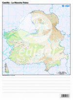 MAPA MUDO CASTILLA MANCHA FISICO COLOR 22.5X32.5 (50 UDS)