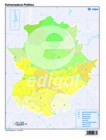 MAPA MUDO EXTREMADURA POLITICO COLOR 22.5X32.5 (50 UDS)
