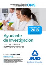 Ayudante de Investigación de los Organismos Públicos de Investigación. Test del Temario de materias