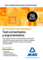 Test comentados para oposiciones sobre Protección de Datos Personales (Ley Orgánica 3/2018, de 5 de