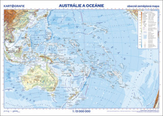 Austrálie a Oceánie nástěnná obecně zeměpisná mapa