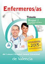 Enfermeros/as del Consorci Hospital General Universitari de Valencia. Temario. Bloque 2. Conocimient