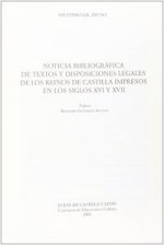 Noticia bibliográfica de textos y disposiciones legales de los reinos de Castilla impresos en los si