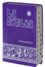 La Biblia Latinoamérica [letra grande] simil-piel morada, canto plateado, con uñeros
