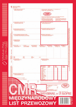 Międzynarodowy List Przewozowy CMR A4 oryg.+ 4 kopie A4