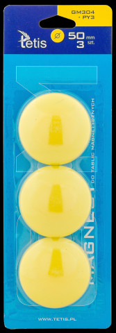 Magnesy do tablic Tetis żółte gładkie 50mm/3