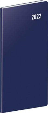 Diář 2022: Modrý - plánovací měsíční/kapesní, 8 x 18 cm