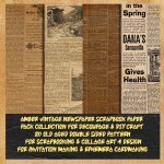 amber vintage newspaper scrapbook paper pack collection for decoupage & DIY craft 20 old aged double sided pattern for scrapbooking & collage art 4 de