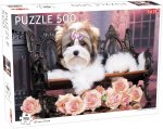 Puzzle Yorkshire Terrier with Roses 500