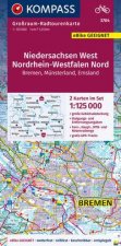 KOMPASS Großraum-Radtourenkarte 3704 Niedersachsen West, Nordrhein-Westfalen Nord 1:125.000