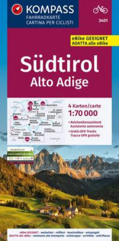 KOMPASS Fahrradkarte 3420 Südtirol / Alto Adige, Trento, Riva del Garda (4 Karten im Set) 1:50.000