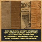 brown old ephemera newspaper for decoupage paper sheets for scrapbook & DIY craft supply 20 old vintage double sided pattern for scrapbooking & mixed