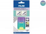 Temperówka z gumką Milan fioletowo-zielono-żółta, 2 gumki 430, COMPACT SUNSET na blistrze