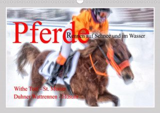 Pferde-Rennen auf Schnee und im Wasser (Wandkalender 2022 DIN A3 quer)