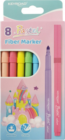 Flamastry pastelowe fiber marker Keyroad 8 kolorów