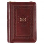 KJV Large Print Compact Bible Burgundy with Zipper Faux Leather