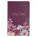 KJV Holy Bible, Giant Print Standard Size Faux Leather Red Letter Edition - Thumb Index & Ribbon Marker, King James Version, Printed Purple Floral