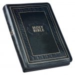 KJV Holy Bible, Giant Print Full-Size Faux Leather W/Thumb Index & Ribbon Marker, Red Letter Edition, King James Version, Black, Zipper Closure