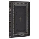 KJV Holy Bible Standard Size Faux Leather Red Letter Edition - Thumb Index & Ribbon Marker, King James Version, Black/Gold Cross