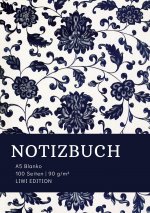 Notizbuch A5 Blanko - 100 Seiten 90g/m? - Soft Cover floral blau - FSC Papier
