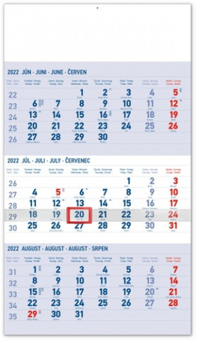 3–mesačný so slovenskými menami 2022 - nástenný kalendár