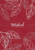Notizbuch Tagebuch A5 liniert - 100 Seiten 90g/m? - Soft Cover - Silberne Blätter auf rot - FSC Papier