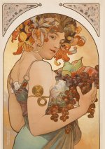 Notizbuch schön gestaltet mit Leseband - A5 Hardcover blanko - Alfons Mucha 