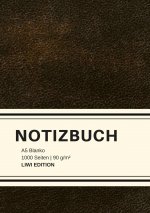 Dickes Notizbuch 1000 Seiten - A5 blanko - Hardcover schwarz mit Leseband - weißes Papier 90g/m? - FSC Papier