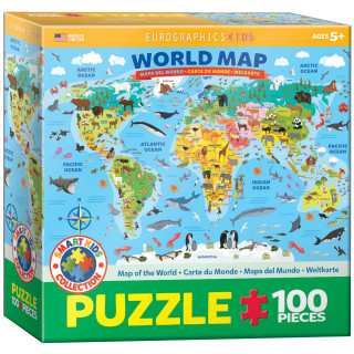 Puzzle 100 Smartkids Illustrated Map of the World 6100-5554