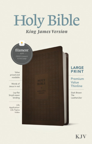 KJV Large Print Premium Value Thinline Bible, Filament Enabled Edition (Red Letter, Leatherlike, Dark Brown Tile)
