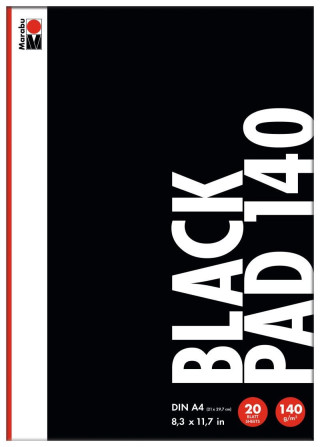 Marabu Blok A4 pro akrylové popisovače 140g - černý 20 listů