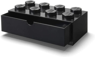 Úložný box LEGO stolní 8 se zásuvkou - černý