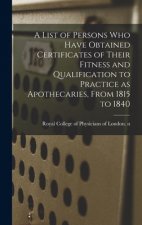 List of Persons Who Have Obtained Certificates of Their Fitness and Qualification to Practice as Apothecaries, From 1815 to 1840