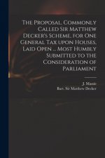 Proposal, Commonly Called Sir Matthew Decker's Scheme, for One General Tax Upon Houses, Laid Open ... Most Humbly Submitted to the Consideration of Pa
