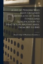 List of Persons Who Have Obtained Certificates of Their Fitness and Qualification to Practice as Apothecaries, From 1815 to 1840