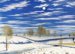 Winter Scene in Moonlight Deluxe Boxed Holiday Cards