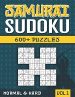 Samurai Sudoku: Sudoku Book for Adults with 600+ 5 in 1 Sudoku - Normal and Hard - Vol 1