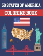 50 States Of America Coloring Book: Fifty State Maps with Capitals and Symbols like Motto Bird Mammal Flower Butterfly or Fruit Perfect Easy To Color