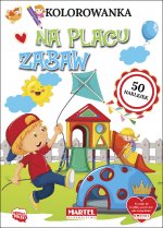 Na placu zabaw. Kolorowanka z naklejkami