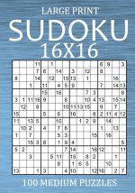 Large Print Sudoku 16x16 - 100 Medium Puzzles: Hexadoku Puzzle Book for Adults - Sudoku Variant Game