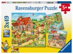 Ravensburger Kinderpuzzle - Ferien auf dem Land - 3x49 Teile Puzzle für Kinder ab 5 Jahren