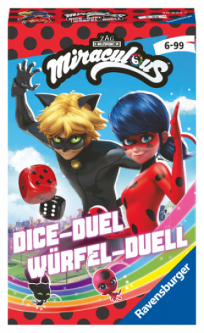 Ravensburger Mitbringspiel - 20893 - Miraculous Würfel-Duell, Spannendes Würfelspiel  mit Lady Bug und Cat Noir ab 6 Jahren