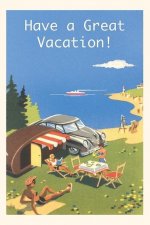 Vintage Journal Family Camping By The Ocean Postcard