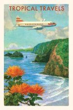 Vintage Journal Plane Over Cliffs Travel Poster