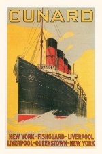 Vintage Journal Cunard Line with Yellow Background Travel Poster