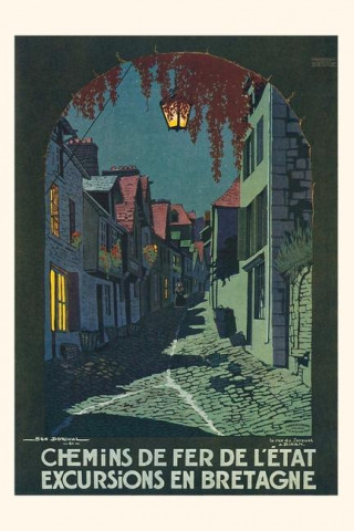 Vintage Journal Houses in Brittany, France Travel Poster