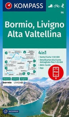 KOMPASS Wanderkarte 96 Bormio, Livigno, Alta Valtellina 1:50.000